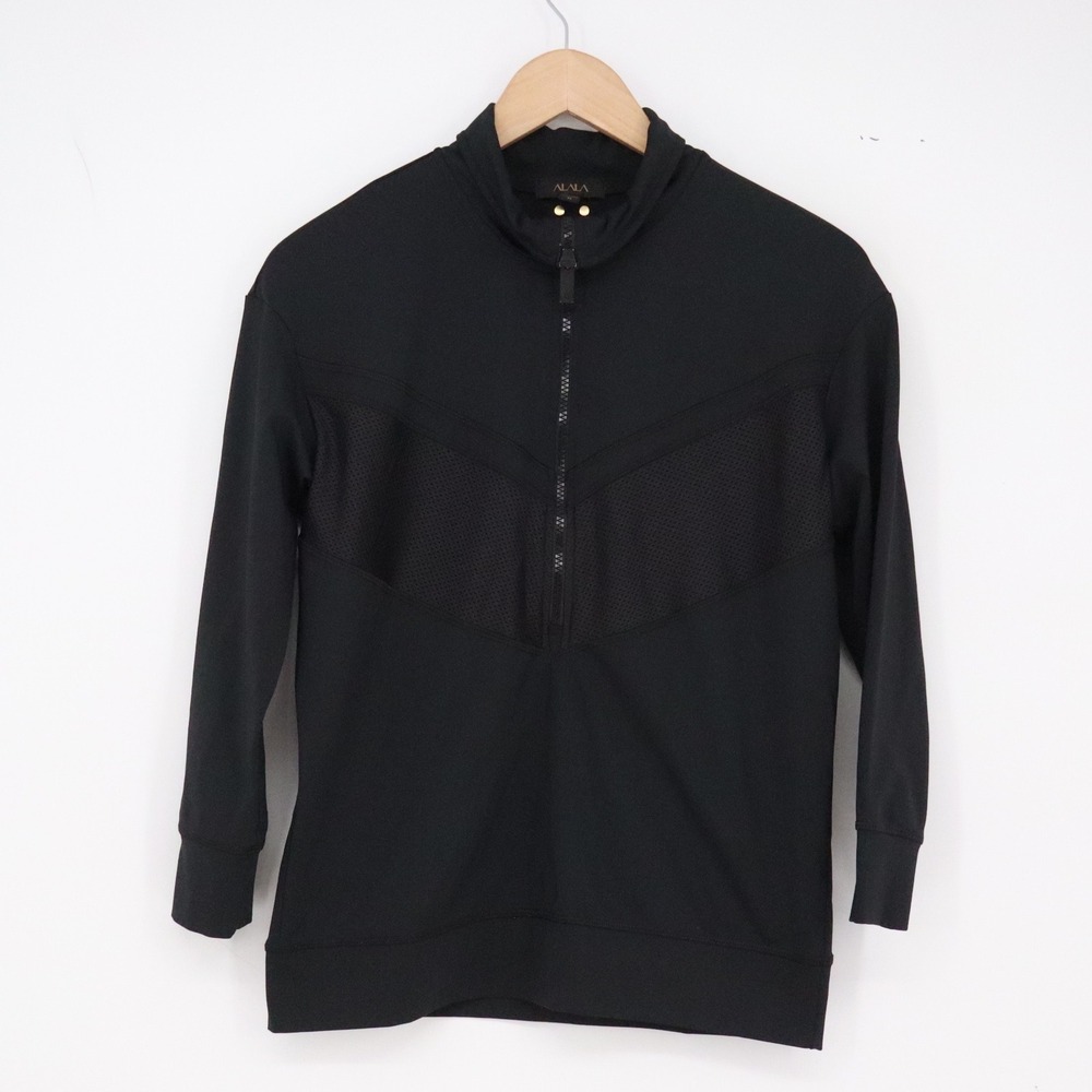 Alala Pullover Womens XS Quarter Zip Chevron Mesh Black Athletic Excellent